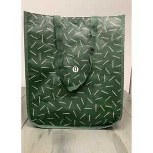 Lululemon Medium Reusable Shopping Tote Lunch Bag Holiday 2024 Green